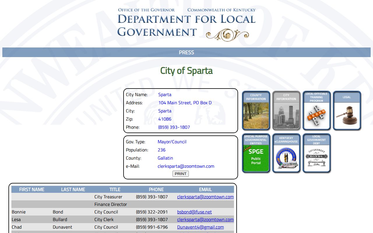 Official Sparta municipal entry for Sparta recent arrest jurisdiction checks